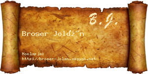 Broser Jolán névjegykártya
